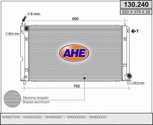 AHE 130.240 - Radiatore, Raffreddamento motore autozon.pro