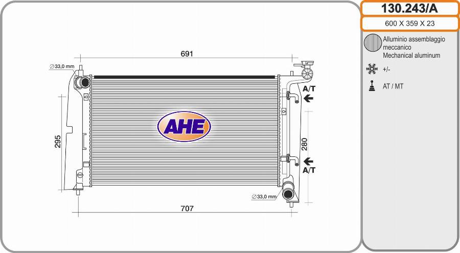 AHE 130.243/A - Radiatore, Raffreddamento motore autozon.pro