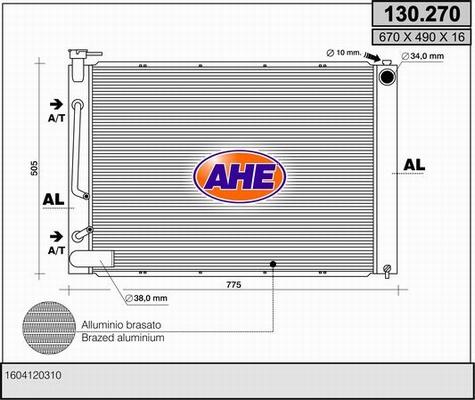 AHE 130.270 - Radiatore, Raffreddamento motore autozon.pro