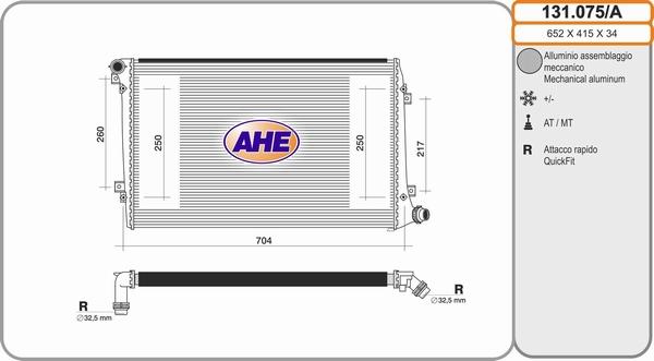 AHE 131.075/A - Radiatore, Raffreddamento motore autozon.pro