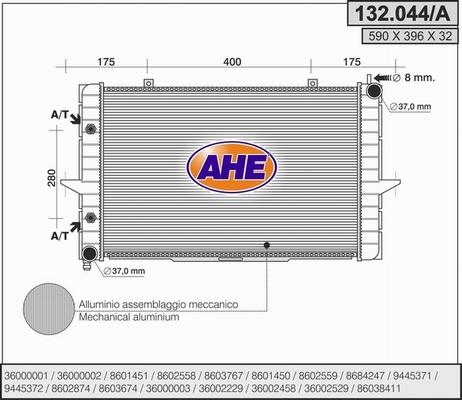 AHE 132.044/A - Radiatore, Raffreddamento motore autozon.pro