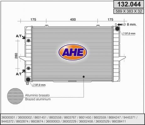 AHE 132.044 - Radiatore, Raffreddamento motore autozon.pro