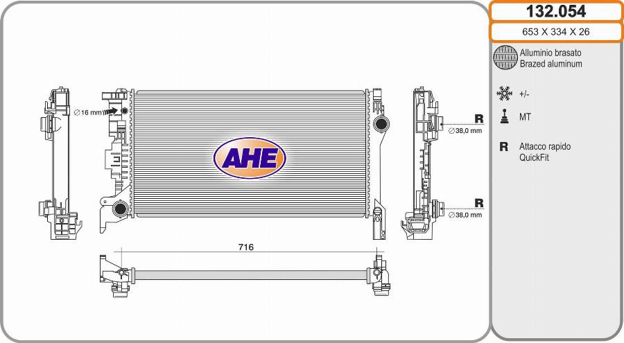 AHE 132.054 - Radiatore, Raffreddamento motore autozon.pro