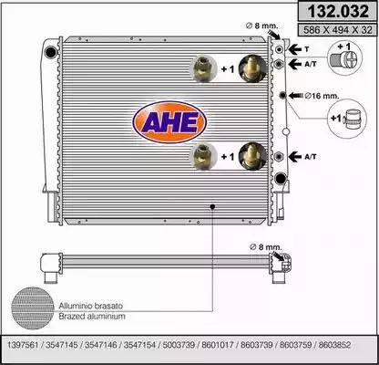 AHE 132.032 - Radiatore, Raffreddamento motore autozon.pro