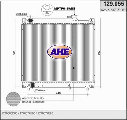 AHE 129.055 - Radiatore, Raffreddamento motore autozon.pro