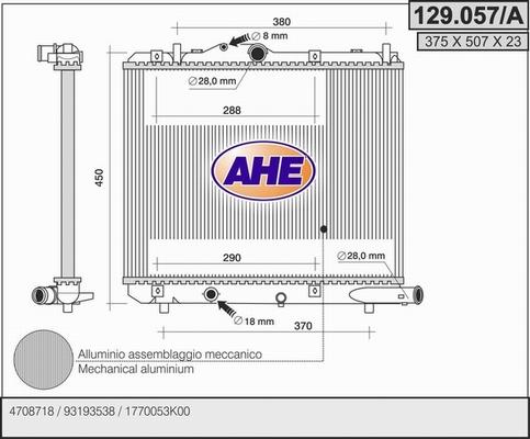 AHE 129.057/A - Radiatore, Raffreddamento motore autozon.pro