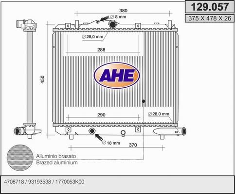 AHE 129.057 - Radiatore, Raffreddamento motore autozon.pro