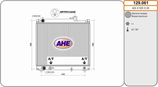 AHE 129.061 - Radiatore, Raffreddamento motore autozon.pro