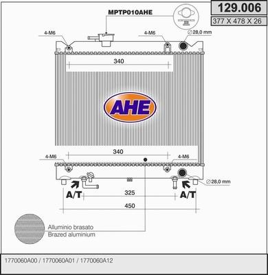 AHE 129.006 - Radiatore, Raffreddamento motore autozon.pro