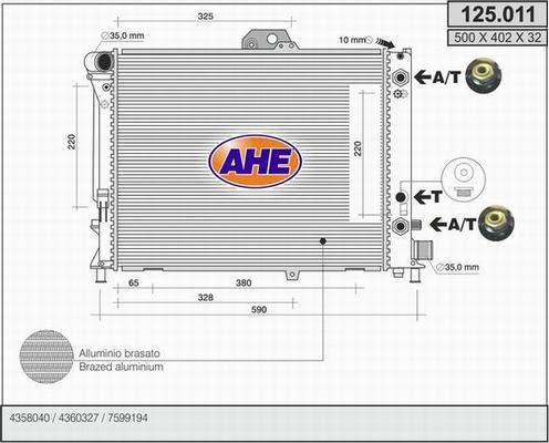 AHE 125.011 - Radiatore, Raffreddamento motore autozon.pro