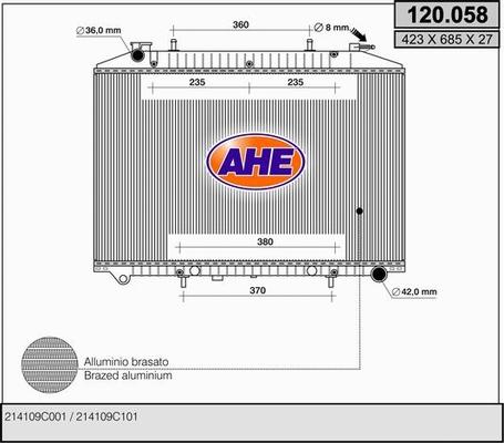 AHE 120.058 - Radiatore, Raffreddamento motore autozon.pro