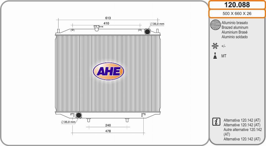 AHE 120.088 - Radiatore, Raffreddamento motore autozon.pro