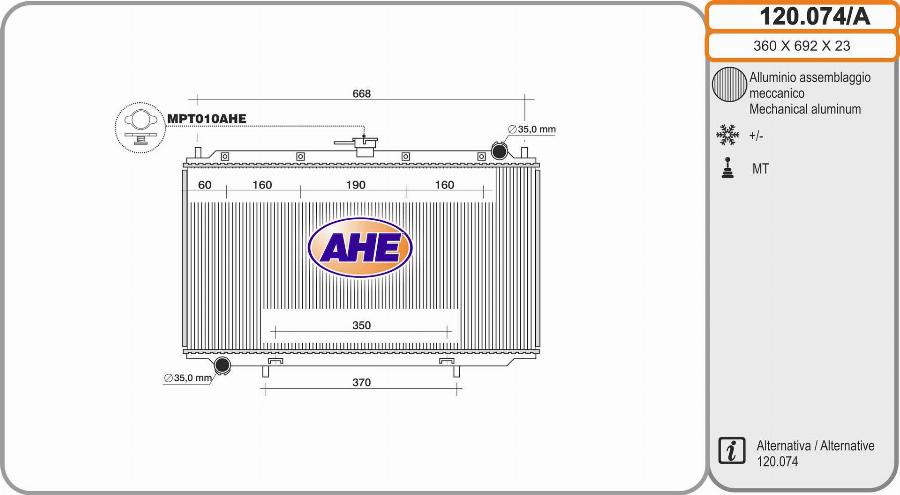 AHE 120.074/A - Radiatore, Raffreddamento motore autozon.pro