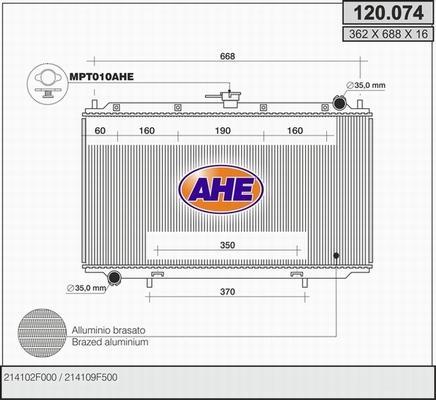 AHE 120.074 - Radiatore, Raffreddamento motore autozon.pro