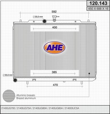 AHE 120.143 - Radiatore, Raffreddamento motore autozon.pro