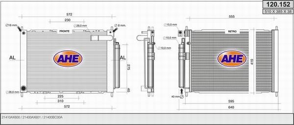 AHE 120.152 - Radiatore, Raffreddamento motore autozon.pro