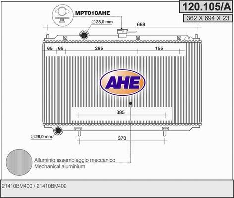 AHE 120.105/A - Radiatore, Raffreddamento motore autozon.pro