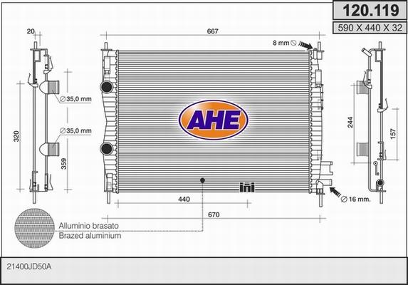 AHE 120.119 - Radiatore, Raffreddamento motore autozon.pro