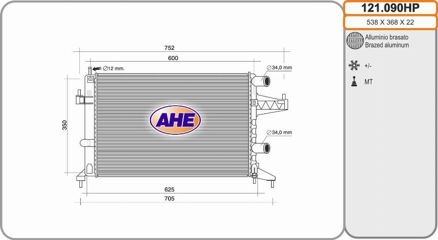 AHE 121.090HP - Radiatore, Raffreddamento motore autozon.pro