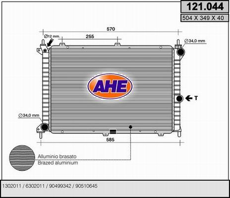 AHE 121.044 - Radiatore, Raffreddamento motore autozon.pro