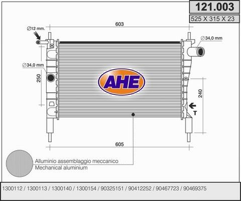 AHE 121.003 - Radiatore, Raffreddamento motore autozon.pro