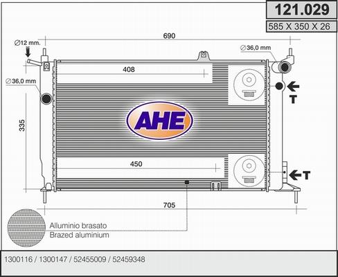 AHE 121.029 - Radiatore, Raffreddamento motore autozon.pro