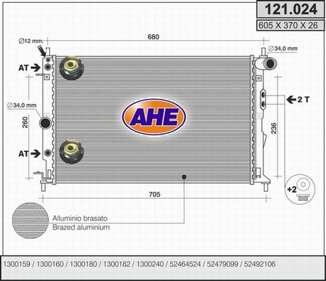 AHE 121.024 - Radiatore, Raffreddamento motore autozon.pro