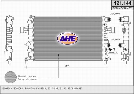 AHE 121.144 - Radiatore, Raffreddamento motore autozon.pro