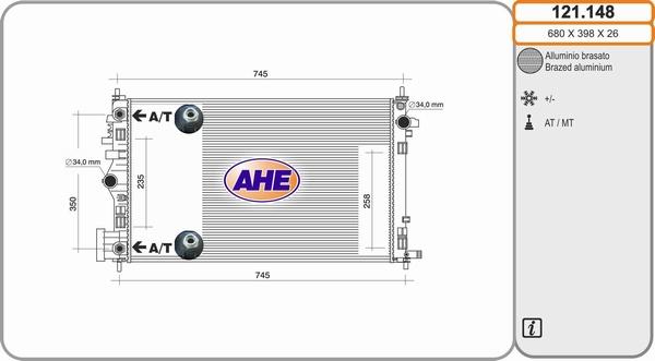 AHE 121.148 - Radiatore, Raffreddamento motore autozon.pro