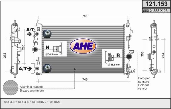 AHE 121.153 - Radiatore, Raffreddamento motore autozon.pro