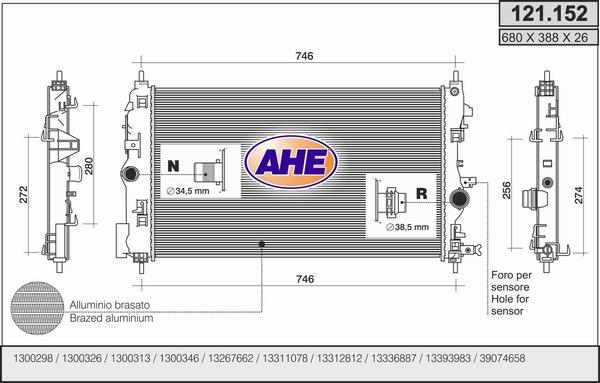 AHE 121.152 - Radiatore, Raffreddamento motore autozon.pro