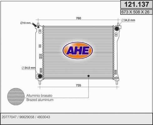 AHE 121.137 - Radiatore, Raffreddamento motore autozon.pro