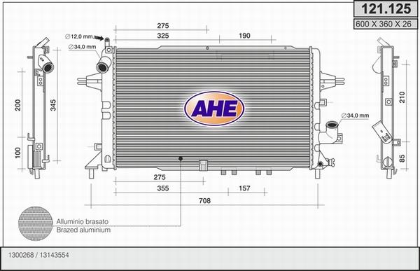 AHE 121.125 - Radiatore, Raffreddamento motore autozon.pro