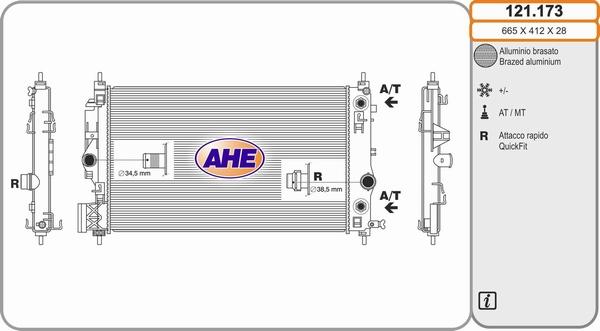 AHE 121.173 - Radiatore, Raffreddamento motore autozon.pro