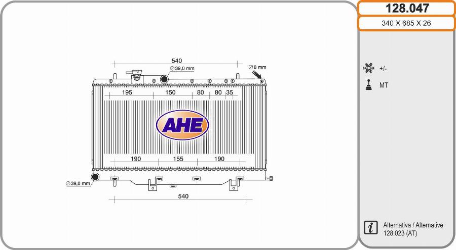 AHE 128.047 - Radiatore, Raffreddamento motore autozon.pro