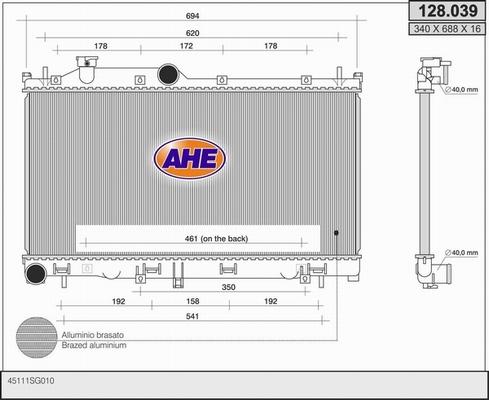 AHE 128.039 - Radiatore, Raffreddamento motore autozon.pro