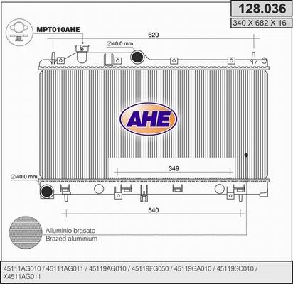 AHE 128.036 - Radiatore, Raffreddamento motore autozon.pro