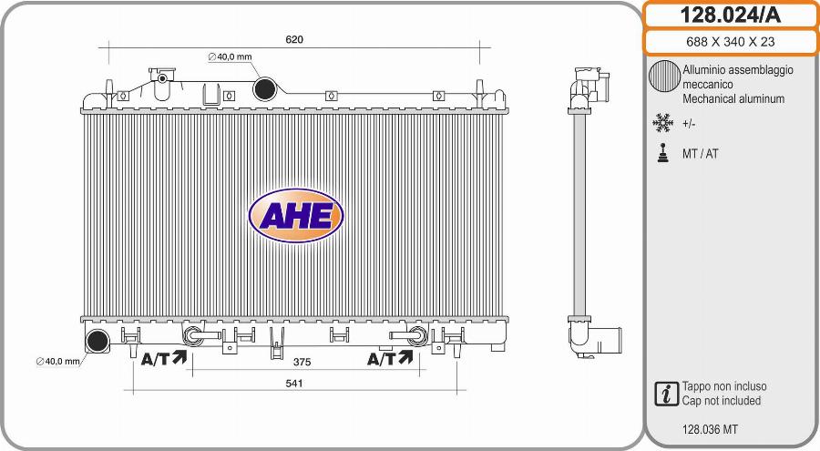 AHE 128.024/A - Radiatore, Raffreddamento motore autozon.pro