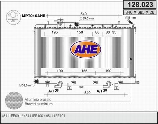 AHE 128.023 - Radiatore, Raffreddamento motore autozon.pro