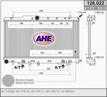 AHE 128.022 - Radiatore, Raffreddamento motore autozon.pro