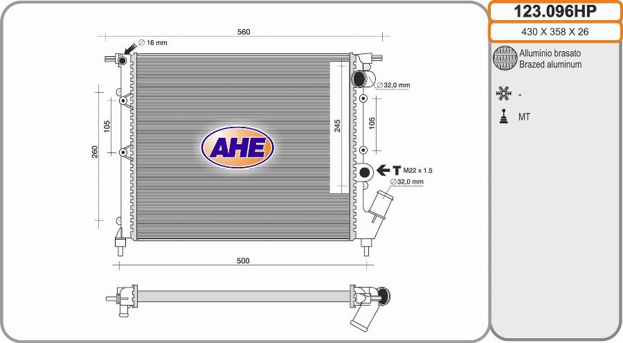 AHE 123.096HP - Radiatore, Raffreddamento motore autozon.pro