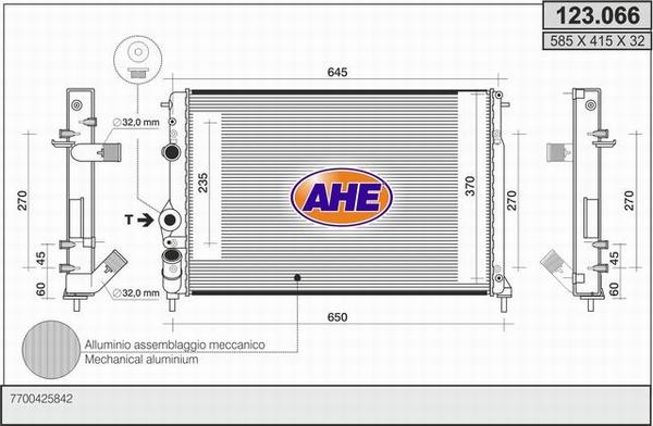 AHE 123.066 - Radiatore, Raffreddamento motore autozon.pro