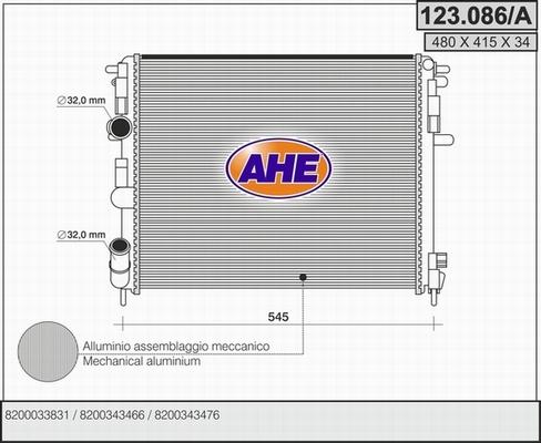 AHE 123.086/A - Radiatore, Raffreddamento motore autozon.pro