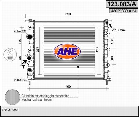 AHE 123.083/A - Radiatore, Raffreddamento motore autozon.pro