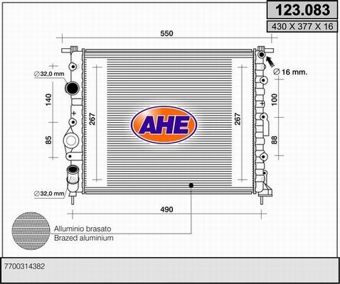 AHE 123.083 - Radiatore, Raffreddamento motore autozon.pro