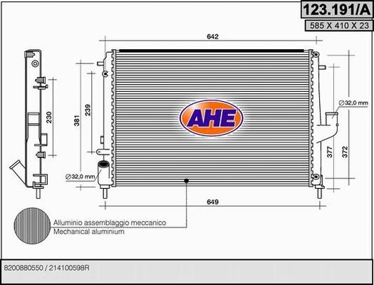 AHE 123.191/A - Radiatore, Raffreddamento motore autozon.pro