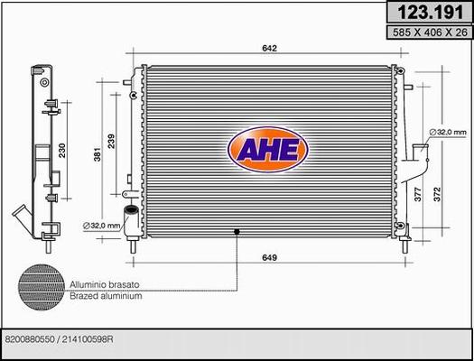 AHE 123.191 - Radiatore, Raffreddamento motore autozon.pro