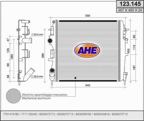 AHE 123.145 - Radiatore, Raffreddamento motore autozon.pro