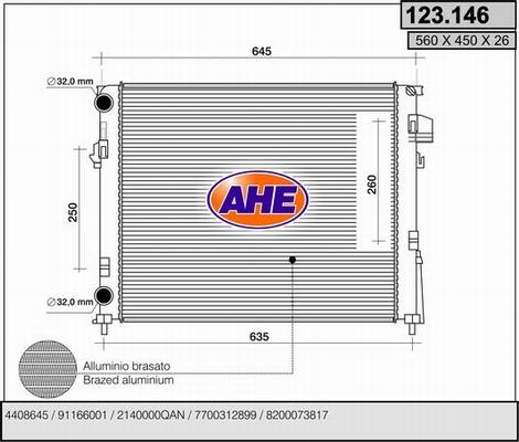 AHE 123.146 - Radiatore, Raffreddamento motore autozon.pro