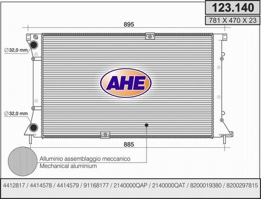 AHE 123.140 - Radiatore, Raffreddamento motore autozon.pro